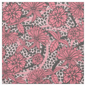 Hübsches rosa schwarzes Blumenleopard-Druck-Muster Stoff (Muster)
