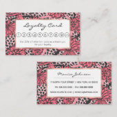 Hübsches rosa schwarzes Blumenleopard-Druck-Muster Treuekarte (Vorne/Hinten)