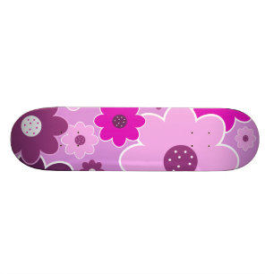 Hübsches rosa Shabby Chic-Blumentapeten-Muster Skateboard
