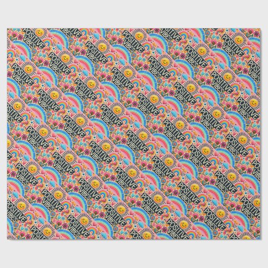 Hübsches Rosa-, Sonnen- und Regenbogenpapier Geschenkpapier (Flach)