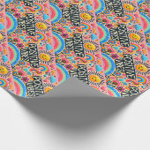 Hübsches Rosa-, Sonnen- und Regenbogenpapier Geschenkpapier (Ecke)