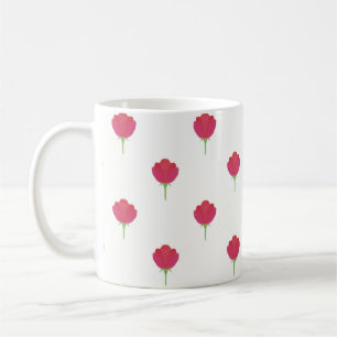Hübsches rosa Tulpenmuster Kaffeetasse
