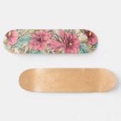 Hübsches Rosa und Aquamarine Vintag Inspirierte Fl Skateboard (Horizontal)