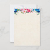 Hübsches Rosa und Blau Blume Grenzen Einfache UAWG Einladung (Rückseite)