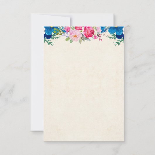 Hübsches Rosa und Blau Blume Grenzen Einfache UAWG Einladung (Rückseite)