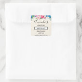 Hübsches Rosa und Blaue Blume - Grenzgeschäft Quadratischer Aufkleber (Tasche)