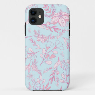 Hübsches Rosa und blaue Insel Florals Benutzerde Case-Mate iPhone Hülle