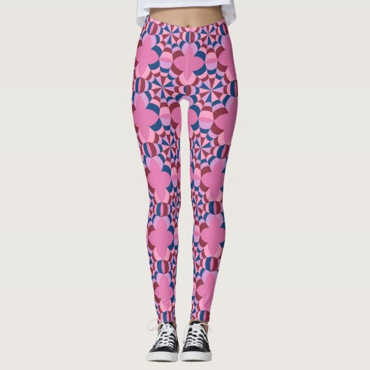 Hübsches rosa und blaues Muster Leggings (Vorderseite)