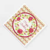 Hübsches Rosa und Burgund Rose Bloral Serviette (Ecke)