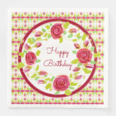 Hübsches Rosa und Burgund Rose Bloral Serviette (Vorderseite)