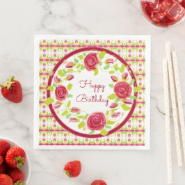 Hübsches Rosa und Burgund Rose Bloral Serviette