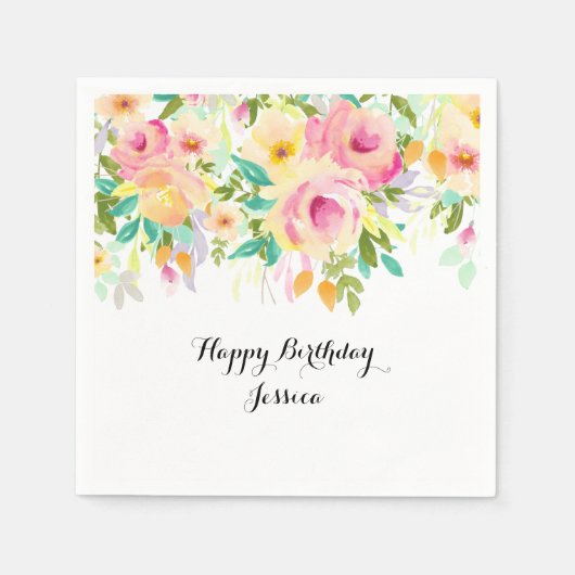 Hübsches Rosa und Gelbe Farbe Serviette (Vorderseite)