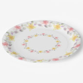 Hübsches Rosa und Gelbe Lilienflora Party Pappteller (Schrägansicht)