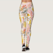 Hübsches rosa und gelbes Blumenmuster Leggings (Rückseite)