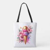 Hübsches Rosa und Gold Ice Creme Cone Blüten Tasche (Rückseite)