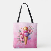 Hübsches Rosa und Gold Ice Creme Cone Blüten Tasche (Rückseite)