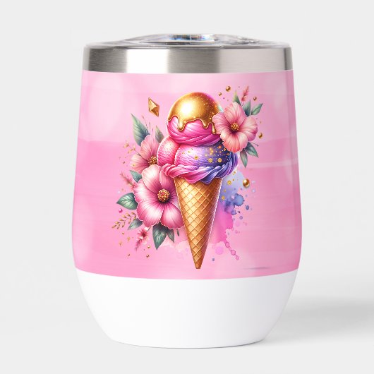 Hübsches Rosa und Gold Ice Creme Cone Personalisie (Vorderseite)