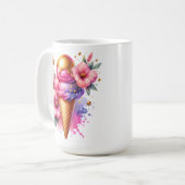 Hübsches Rosa und Gold Ice Creme Cone Personalisie Kaffeetasse (Vorderseite Links)