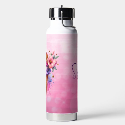 Hübsches Rosa und Gold Ice Creme Cone Personalisie Trinkflasche (Links)