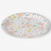 Hübsches Rosa und goldfarbenes Muster Pappteller (Schrägansicht)