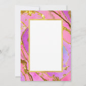 Hübsches Rosa und Goldgeode | Babydusche Einladung (Rückseite)