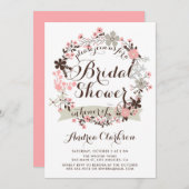 Hübsches Rosa und Graues Brautparty Einladung (Vorne/Hinten)