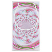 Hübsches Rosa und grünes Fraktal Design Kleine Geschenktüte (Rückseite)