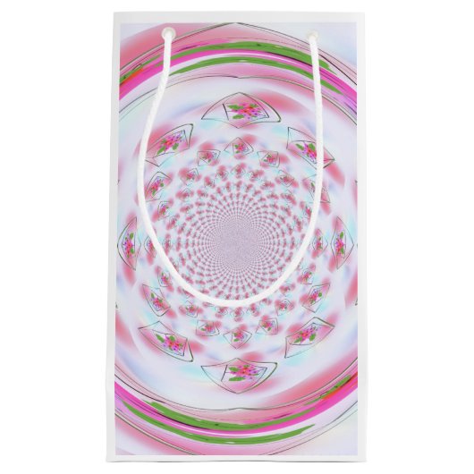 Hübsches Rosa und grünes Fraktal Design Kleine Geschenktüte (Vorderseite)