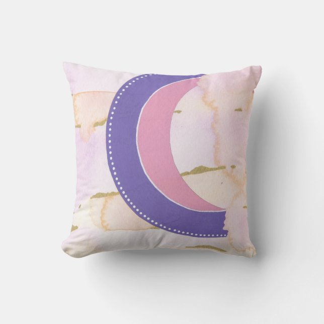 Hübsches Rosa und lila abstrakte Wasserfarbe Kissen (Vorderseite)