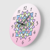 Hübsches Rosa und Lila Mandala Große Wanduhr (Winkel)