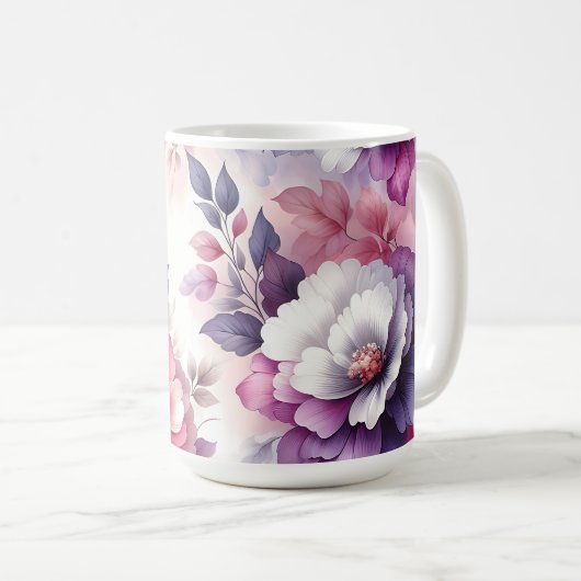 Hübsches Rosa und Lila Shabby Chic Kaffeetasse (VorderseiteRechts)