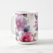 Hübsches Rosa und Lila Shabby Chic Kaffeetasse (Vorderseite Links)