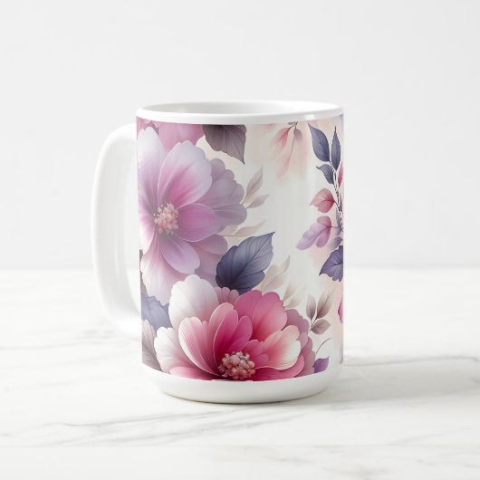 Hübsches Rosa und Lila Shabby Chic Kaffeetasse (Vorderseite Links)