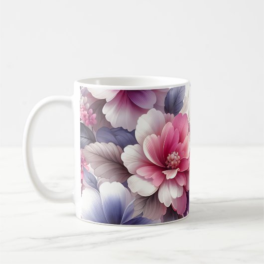 Hübsches Rosa und Lila Shabby Chic Kaffeetasse (Links)