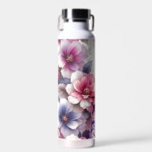 Hübsches Rosa und Lila Shabby Chic Trinkflasche (Vorne)