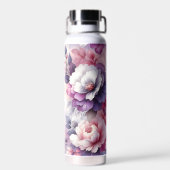 Hübsches Rosa und Lila Shabby Chic Trinkflasche (Rückseite)