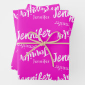 Hübsches rosa und modernes Namensmuster Geschenkpapier Set (Beispiel)