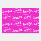 Hübsches rosa und modernes Namensmuster Geschenkpapier Set (Vorderseite)