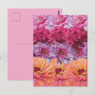 Hübsches rosa und orange Gartenblumenmuster Postkarte