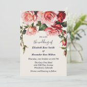 Hübsches Rosa und rote Rosen Einladung zur Hochzei (Stehend Vorderseite)