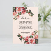 Hübsches Rosa und rote Rosen Hochzeit Dankeskarte (Stehend Vorderseite)