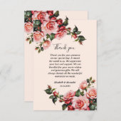 Hübsches Rosa und rote Rosen Hochzeit Dankeskarte (Vorne/Hinten)