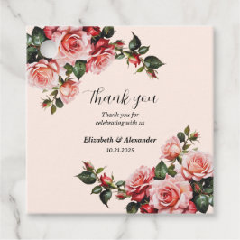 Hübsches Rosa und rote Rosen Hochzeit Geschenkanhänger