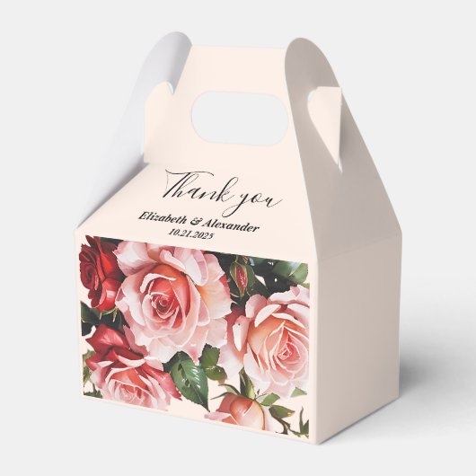 Hübsches Rosa und rote Rosen Hochzeit Geschenkschachtel (Vorderseite)