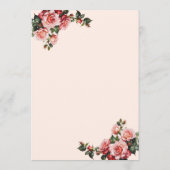 Hübsches Rosa und rote Rosen Hochzeit Menükarte (Rückseite)