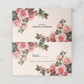 Hübsches Rosa und rote Rosen Hochzeit Platzkarte (Außenseite Aufgefaltet)