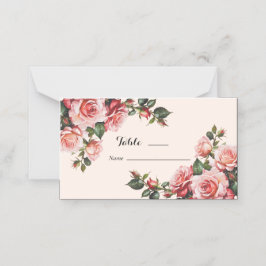 Hübsches Rosa und rote Rosen Hochzeit Platzkarte