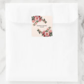 Hübsches Rosa und rote Rosen Hochzeit Quadratischer Aufkleber (Tasche)