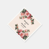 Hübsches Rosa und rote Rosen Hochzeit Serviette (Ecke)