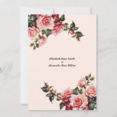 Hübsches Rosa und rote Rosen Probe Abendessen Einladung (Rückseite)